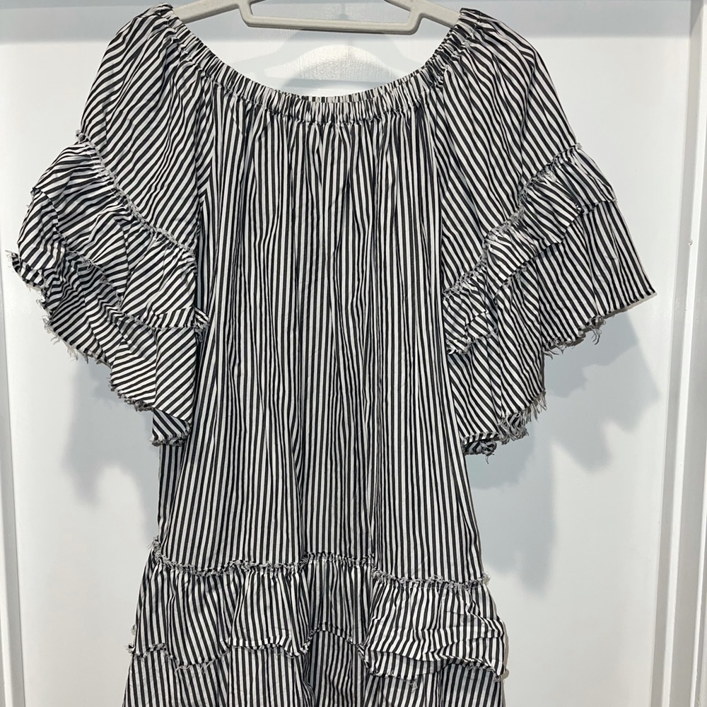 Zara off the shoulder striped mini dress
